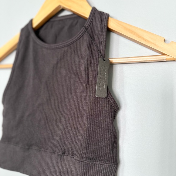 Skims Stretch Rib High Neck Bra - Soot - Picture 7 of 10